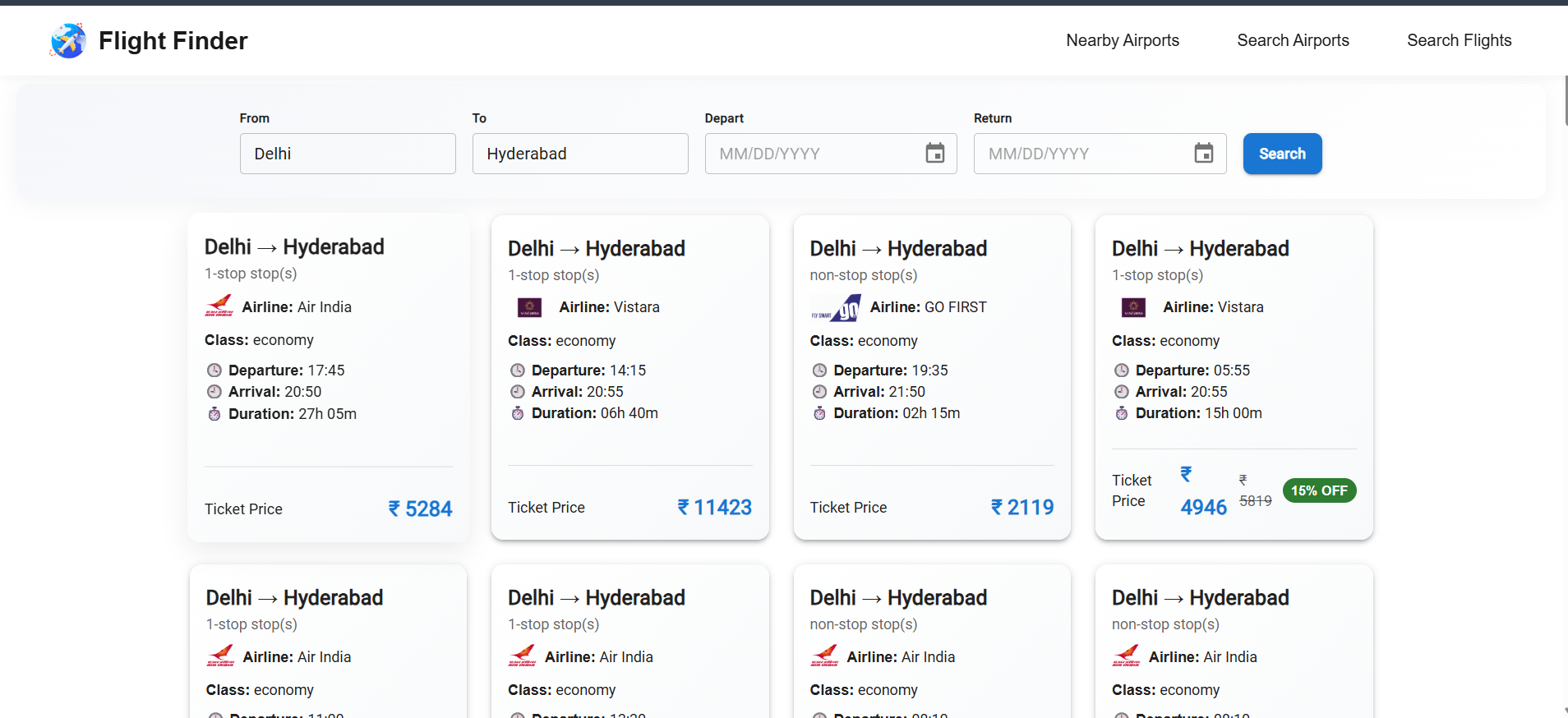 FlightFinder (Full Stack Flight Discovery App) preview